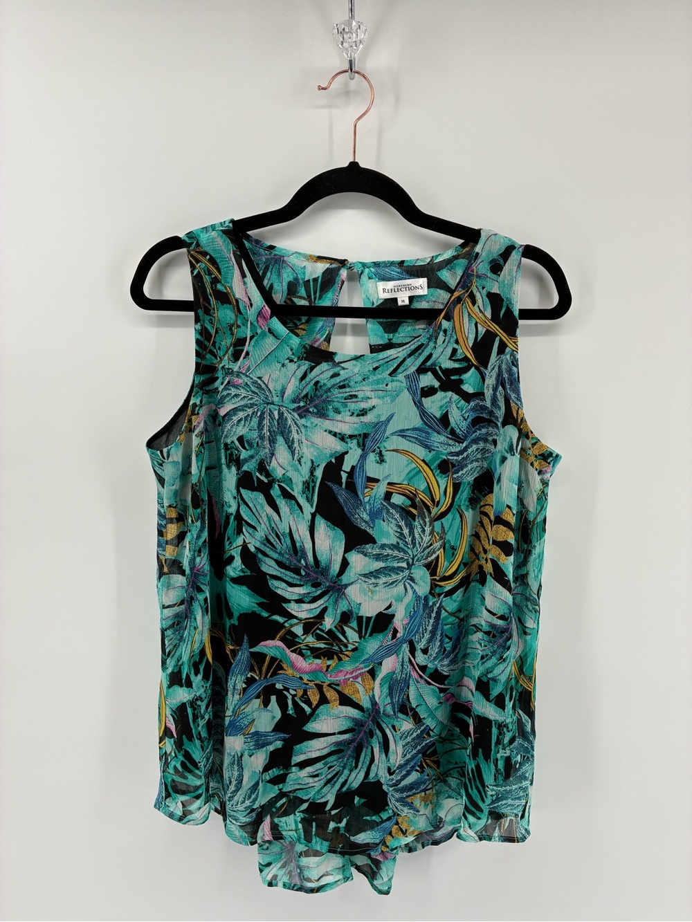 Northern Reflections Teal Tropical Print Sleeveless Tank